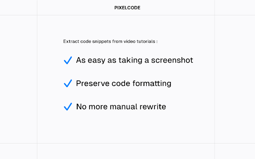 Pixelcode AI - Extract code from video tutorials screenshot 1