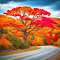 Poetic autumn road wallpaper logo
