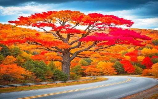 Poetic autumn road wallpaper screenshot 1