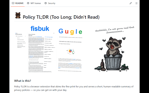 Policy TL;DR screenshot 1