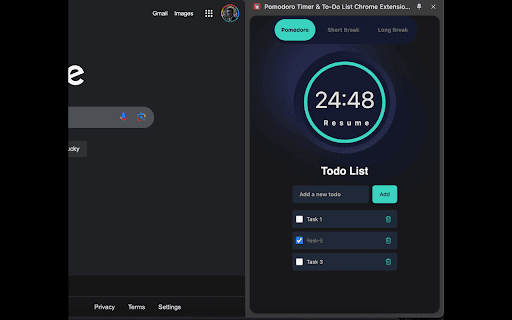 Pomodoro Timer & To-Do List Chrome Extension – Boost Focus & Productivity screenshot 1