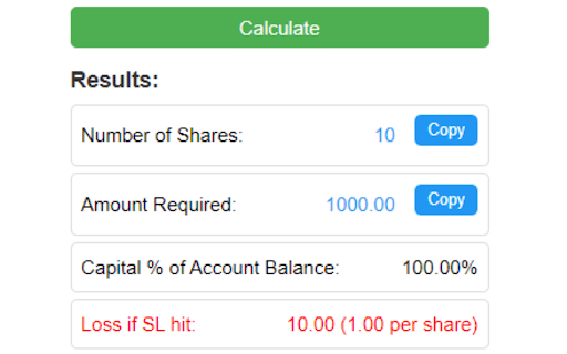 Position Sizing Calculator screenshot 1