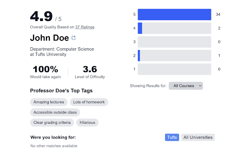 ProfPreview: Rate My Professors for Tufts SIS screenshot 1