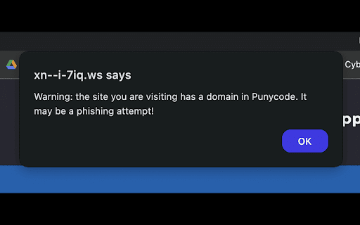 Punycode Warning screenshot 1