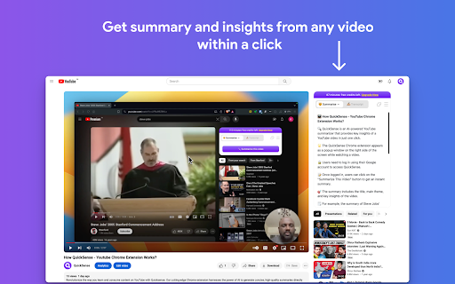 Quicksense - Ultimate YouTube Summary Tool using AI screenshot 1