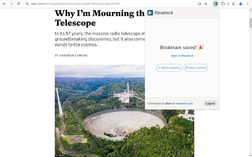 readeck screenshot 1