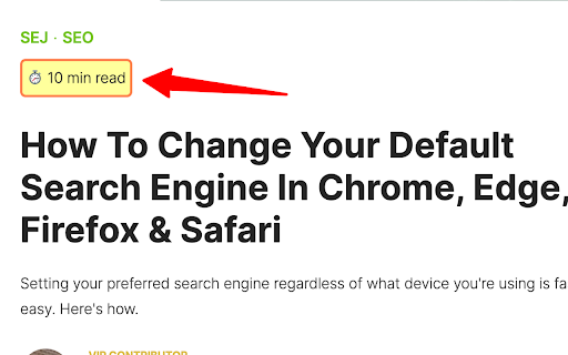 Reading time badge screenshot 1