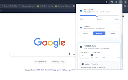 Realitime US & Indian Stock Prices Toolbar screenshot 1