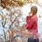 Red shirt girl and fruit basket logo
