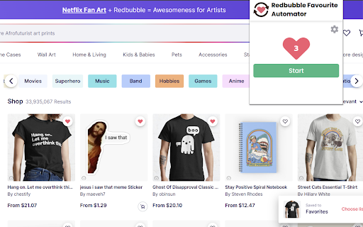 Redbubble Favorite Automator screenshot 1
