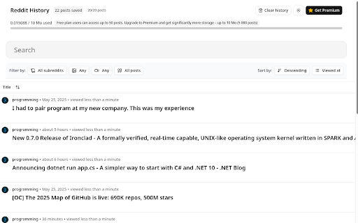 Reddit History - Logs Every Post You’ve Viewed screenshot 1