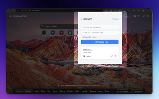 Redirect screenshot 1