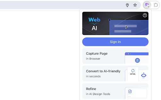 Refore Web to AI(Feed any webpage into any AI design tool) screenshot 1