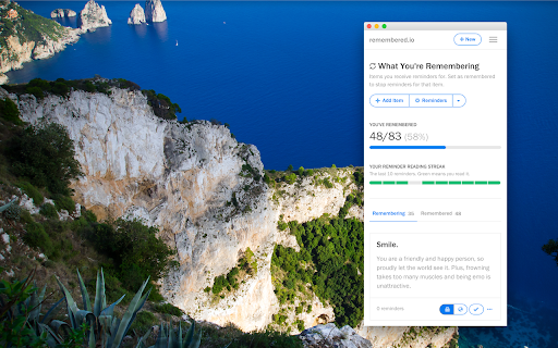 Remembered.io screenshot 1