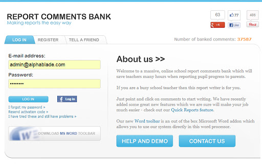 Report Comments Bank screenshot 1