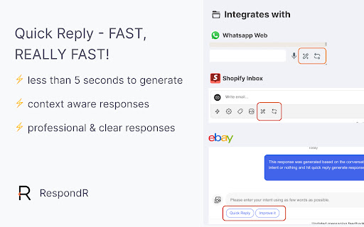 RespondR - Your customer support assistant on Whatsapp Web screenshot 1