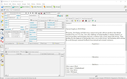 RESUMate Web Profile Tool screenshot 1