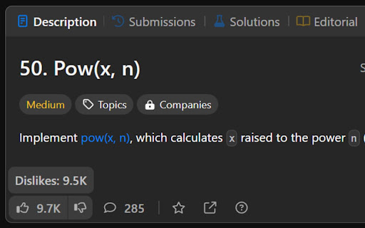 Return Leetcode Dislikes screenshot 1