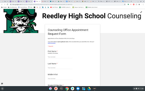 RHS Counseling Appointment Request Form screenshot 1