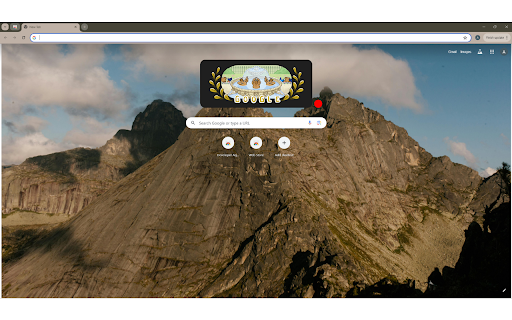 Rocky rough mountains under bright cloudy blue sky screenshot 1