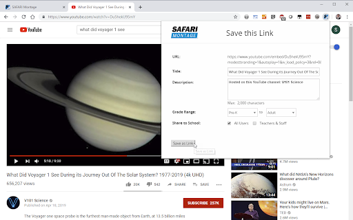 SAFARI Montage Chrome Extension screenshot 1