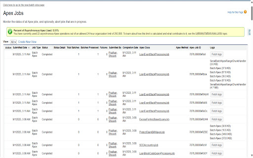 Salesforce Apex Job Logs Helper screenshot 1
