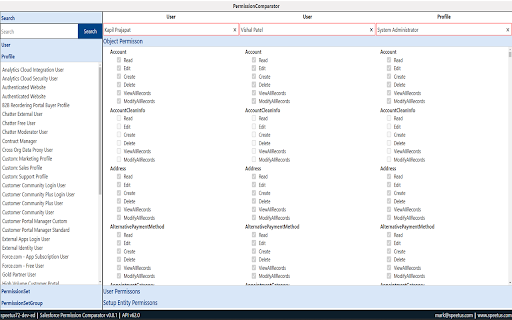Salesforce Permission Comparator screenshot 1