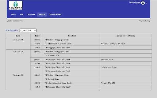 SAN Airport Ambassador Scheduling Add-on screenshot 1