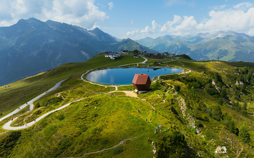 Scenic Alpine View with Lake and Mountains screenshot 1