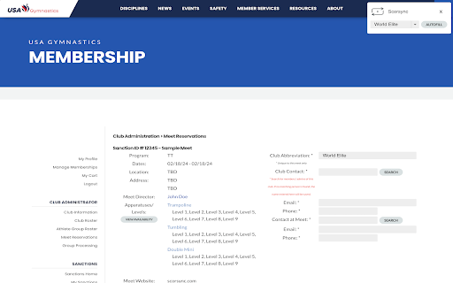 Scorsync Meet Autofill screenshot 1