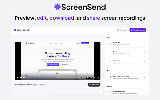 ScreenSend - Advanced Screen Recorder & Video Editor screenshot 1