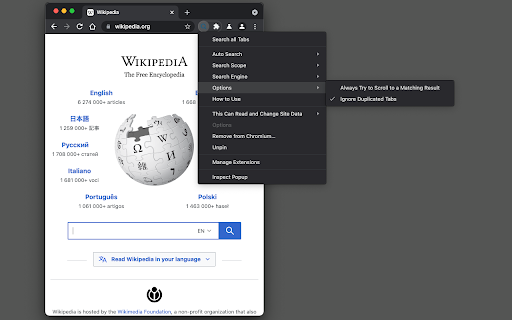 Search all Tabs screenshot 1