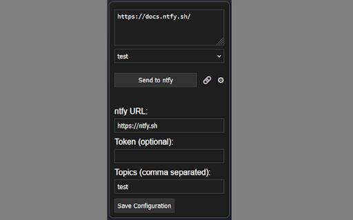 Send to ntfy screenshot 1