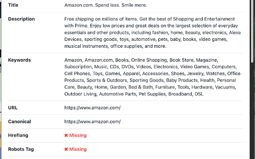 SEO Inspector Tabs screenshot 1