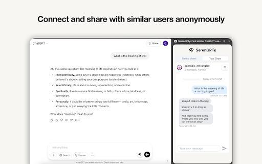 SerenGPTy: Find similar ChatGPT users screenshot 1