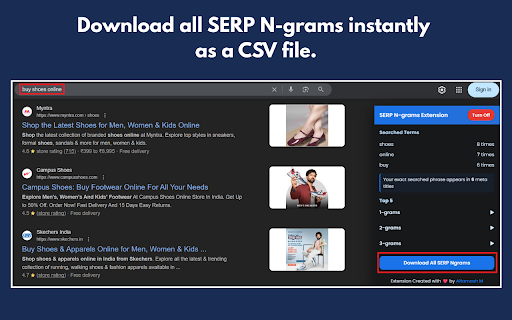SERP Title N-grams Extension screenshot 1