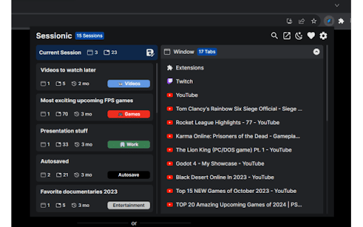 Sessionic screenshot 1
