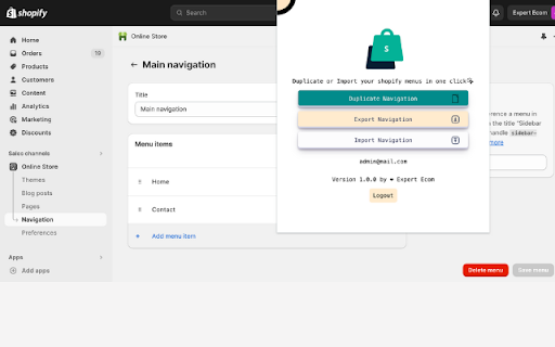 Shopify Menu Assistant screenshot 1