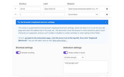 Shortkeys (Custom Keyboard Shortcuts) screenshot 1