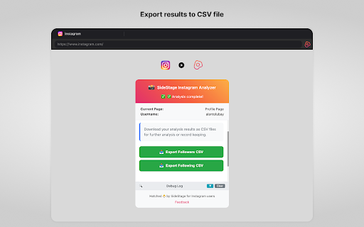SideStage Instagram Analyzer screenshot 1