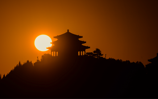 Silhouetted Pagoda Sunrise screenshot 1
