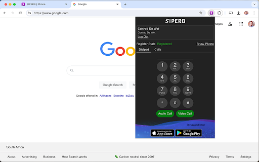 SIPERB Browser Phone screenshot 1
