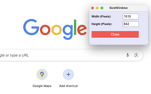 SizeWindow screenshot 1