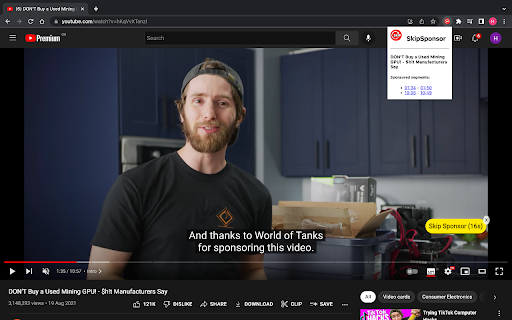 SkipSponsor - YouTube sponsor detection screenshot 1