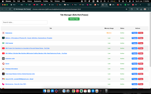 Smart Tab Manager: Freeze, Search, Close, Navigate screenshot 1