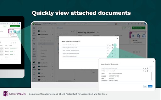 SmartVault Browser Extension for QuickBooks Online screenshot 1
