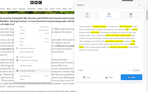 SnipSum: Simplify Your Reading, Instantly screenshot 1