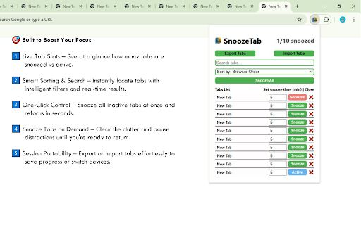 SnoozeTab screenshot 1