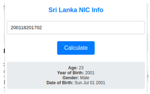 Sri Lanka NIC Info screenshot 1