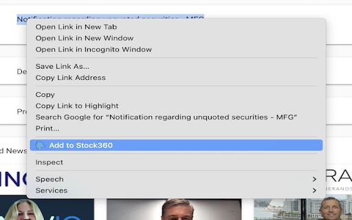 Stock360 bookmarker screenshot 1